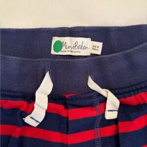 Mini Boden Striped Jersey Baggies in Navy and Red